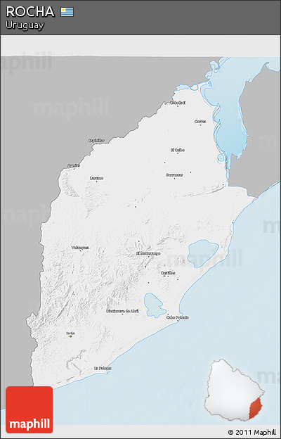 Gray 3D Map of ROCHA, single color outside