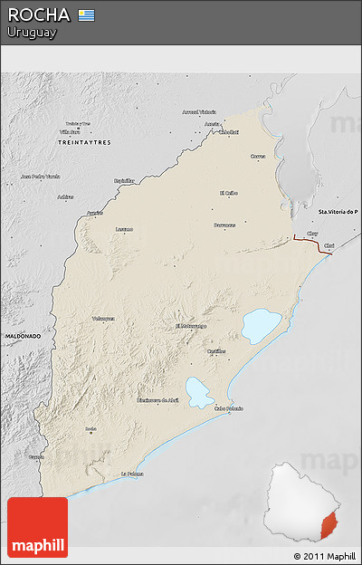 Shaded Relief 3D Map of ROCHA, desaturated