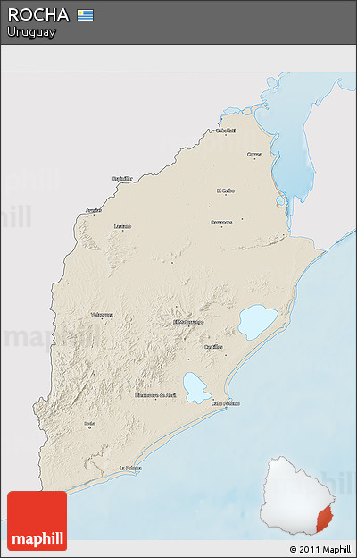 Shaded Relief 3D Map of ROCHA, single color outside