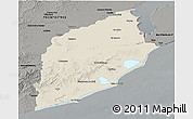 Shaded Relief Panoramic Map of ROCHA, darken, semi-desaturated