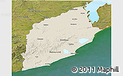 Shaded Relief Panoramic Map of ROCHA, satellite outside