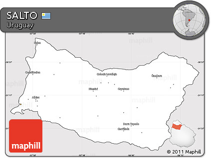Silver Style Simple Map of SALTO, cropped outside