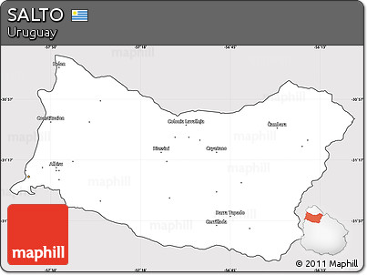 Silver Style Simple Map of SALTO, cropped outside