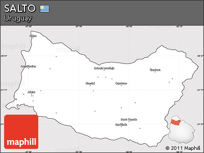 Silver Style Simple Map of SALTO, cropped outside