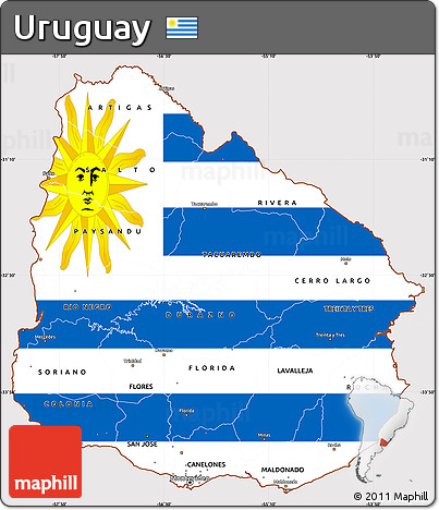 Flag Simple Map of Uruguay