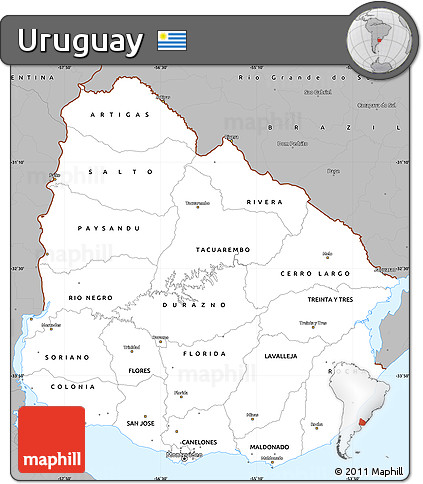 Gray Simple Map of Uruguay