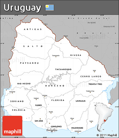 Gray Simple Map of Uruguay