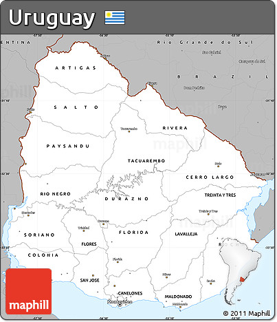 Gray Simple Map of Uruguay