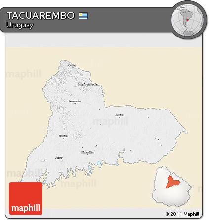 Classic Style 3D Map of TACUAREMBO, single color outside