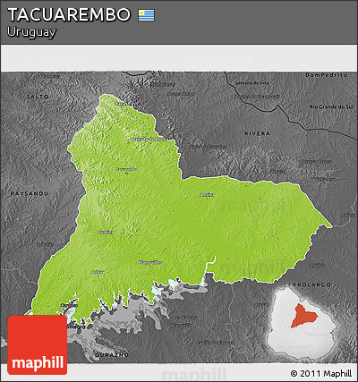 Physical 3D Map of TACUAREMBO, darken, desaturated