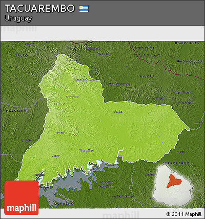 Physical 3D Map of TACUAREMBO, darken