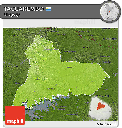 Physical 3D Map of TACUAREMBO, darken