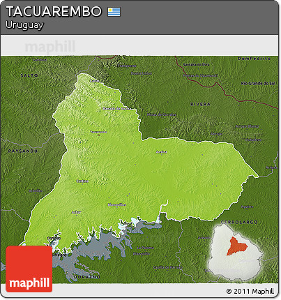 Physical 3D Map of TACUAREMBO, darken