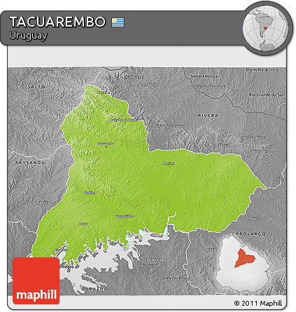 Physical 3D Map of TACUAREMBO, desaturated