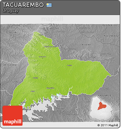 Physical 3D Map of TACUAREMBO, desaturated
