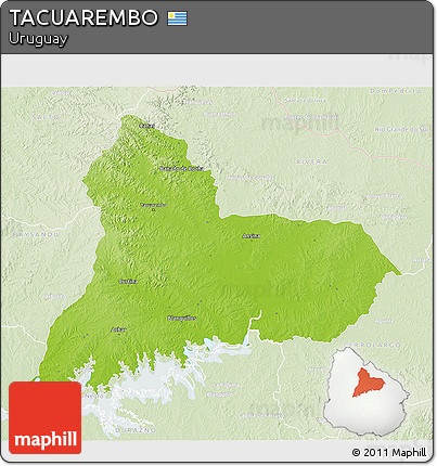 Physical 3D Map of TACUAREMBO, lighten
