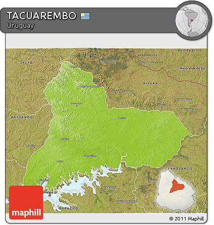 Physical 3D Map of TACUAREMBO, satellite outside