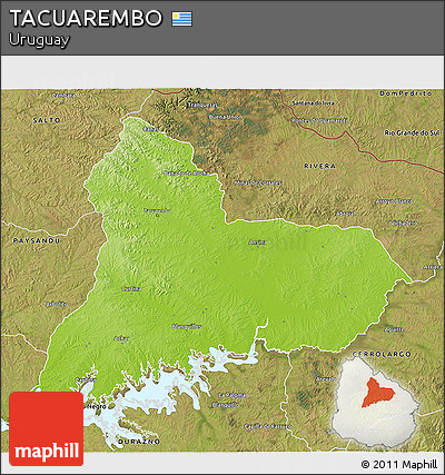 Physical 3D Map of TACUAREMBO, satellite outside