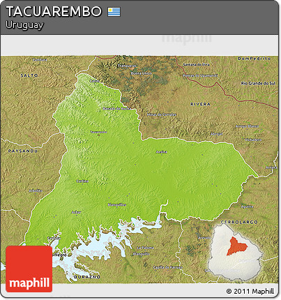 Physical 3D Map of TACUAREMBO, satellite outside