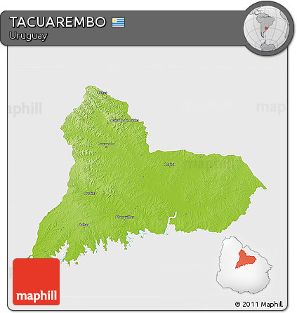 Physical 3D Map of TACUAREMBO, single color outside