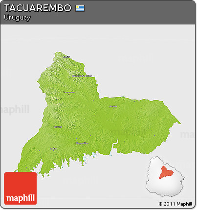 Physical 3D Map of TACUAREMBO, single color outside