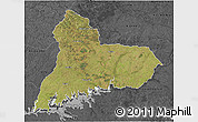 Satellite 3D Map of TACUAREMBO, darken, desaturated