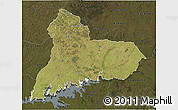 Satellite 3D Map of TACUAREMBO, darken