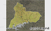 Satellite 3D Map of TACUAREMBO, darken, semi-desaturated