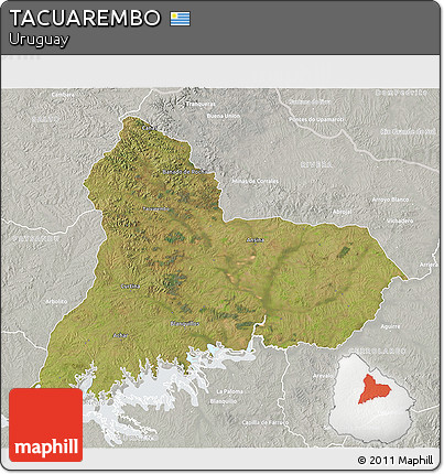 Satellite 3D Map of TACUAREMBO, lighten, semi-desaturated
