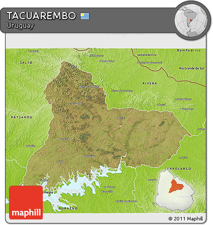 Satellite 3D Map of TACUAREMBO, physical outside