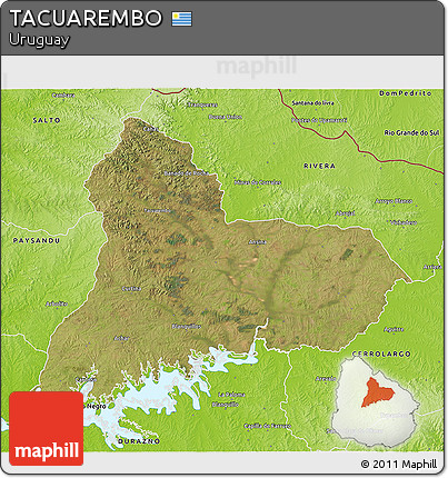 Satellite 3D Map of TACUAREMBO, physical outside