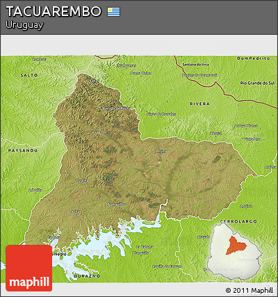 Satellite 3D Map of TACUAREMBO, physical outside