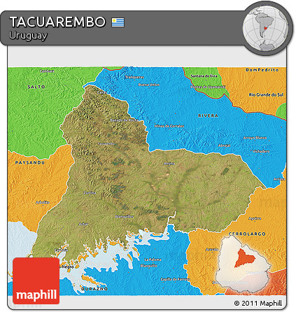 Satellite 3D Map of TACUAREMBO, political outside