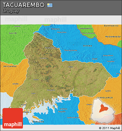 Satellite 3D Map of TACUAREMBO, political outside