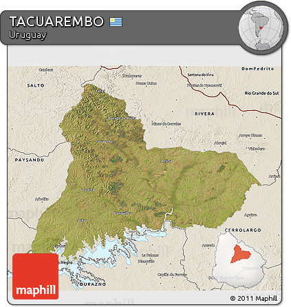 Satellite 3D Map of TACUAREMBO, shaded relief outside