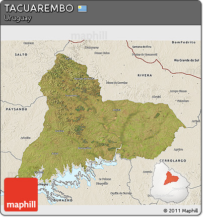 Satellite 3D Map of TACUAREMBO, shaded relief outside