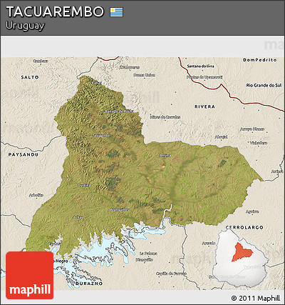 Satellite 3D Map of TACUAREMBO, shaded relief outside