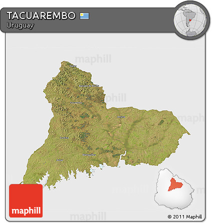 Satellite 3D Map of TACUAREMBO, single color outside