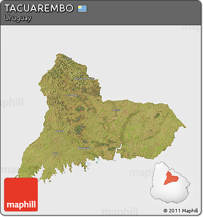 Satellite 3D Map of TACUAREMBO, single color outside