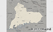 Shaded Relief 3D Map of TACUAREMBO, darken, semi-desaturated