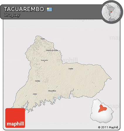 Shaded Relief 3D Map of TACUAREMBO, single color outside