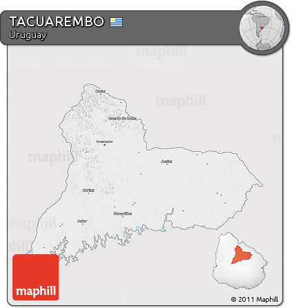 Silver Style 3D Map of TACUAREMBO, single color outside