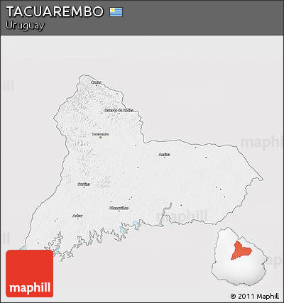 Silver Style 3D Map of TACUAREMBO, single color outside