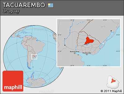 Gray Location Map of TACUAREMBO, within the entire country
