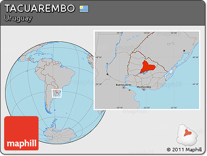 Gray Location Map of TACUAREMBO, within the entire country