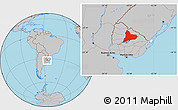 Gray Location Map of TACUAREMBO, within the entire country