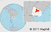 Gray Location Map of TACUAREMBO, highlighted country, within the entire country