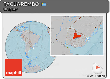 Gray Location Map of TACUAREMBO, hill shading