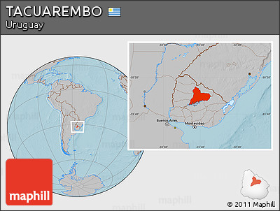 Gray Location Map of TACUAREMBO, hill shading