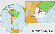 Political Location Map of TACUAREMBO, highlighted country, within the entire country